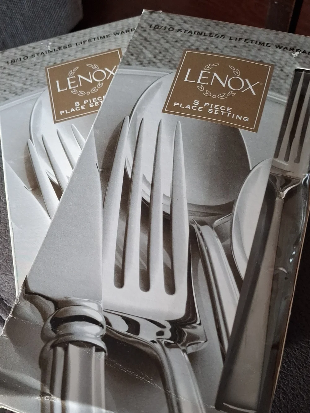 Lenox Silver Polished Stainless Flatware 5-Piece Place Settings (Pair)